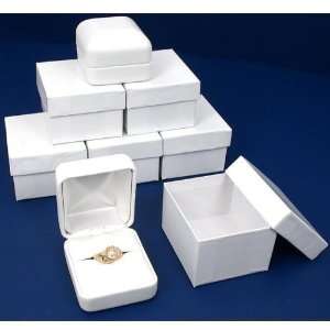  6 White Leather Ring Gift Boxes Jewelry Case Display