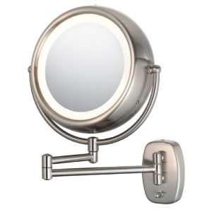  Lighted Wall Mounted 5X to 1X Mirror in Brushed Nickel 