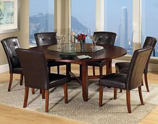   Avenue 72 Round Wooden Dining Table w/ 6 Chairs & Lazy Susan  