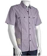 Monarchy red microcheck cotton short sleeve button front shirt style 