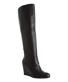 Stuart Weitzman black leather Linear tall wedge boots