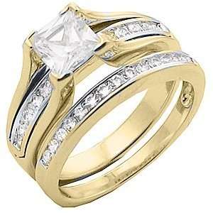   Size 7   3.20 Ct Princess Round Engagement Ring Wedding Set Jewelry