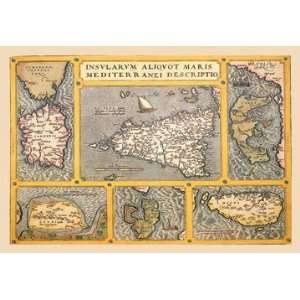  Maps of Italian Islands 28x42 Giclee on Canvas