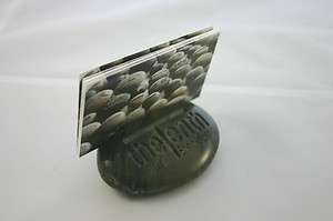 Custom Engraved Business Card Holder Personalized Polished Black Stone 