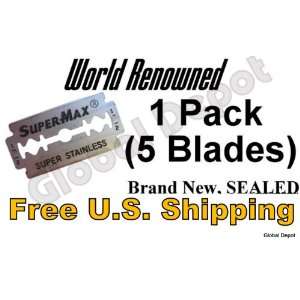  1 Pack (5 Blades) STAINLESS DOUBLE EDGE RAZOR BLADE SAFETY 