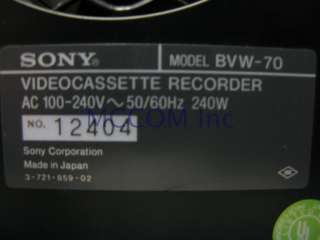 Sony BVW 70 Betacam SP Recorder/ Player As Is  
