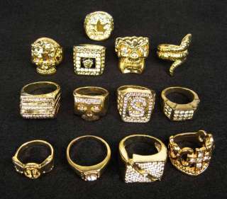   OLD SCHOOL RAPPER RINGS PIMP ICED OUT COSTUME JEWELRY Bling  