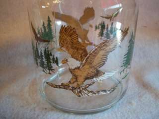 Vintage 1 Quart Juice Carafe Eagles & Pine Trees  