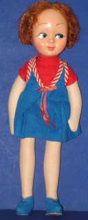 16” Cloth Poland Doll w Titian Bob & Vampy Eyes 1950’s  