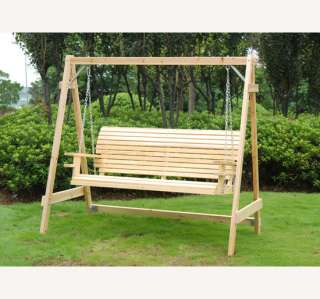 Wood Handmade Porch Swing Patio Garden Hanging Chair