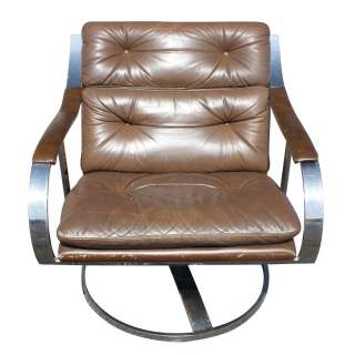 Steelcase Platner Swivel Lounge Leather Arm Chairs  