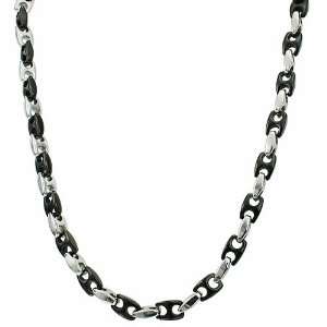 Stainless Steel and Black PVD Link Necklace (24) Jewelry