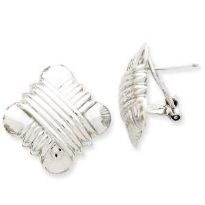   White Gold Polished Non Pierced Fancy Omega Back Earrings Jewelry