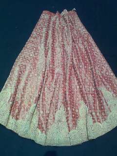   VINTAGE Indian Sari Lehenga Bridal Skirt Zardozi Mirror Aishwarya Rai