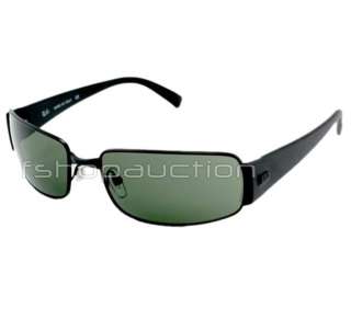 RAY BAN RB 3237 006 60 Matte Black Crystal Green Mens Sunglasses New 