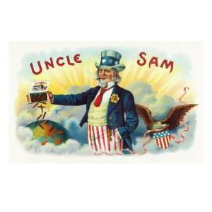  Uncle Sam Brand Cigar Inner Box Label Vintage Art Premium 