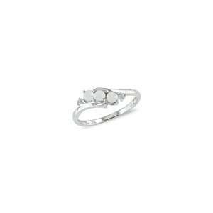  ZALES Opal Three Stone Slant Ring in 10K White Gold with 