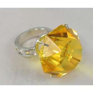    Crystal Diamond Jewel Paperweight 50 mm Yellow Ring