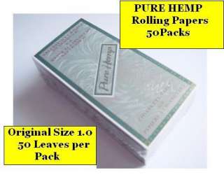 NEW BOX 50 PKS PURE HEMP 1.0 Cigarette rolling Papers  