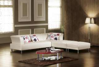 Italian Leather Living Room Sectional Sofa White  