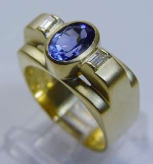   Sam Lehr 18K Gold Tanzanite Diamond Ring Video Estate Signed Jewelry