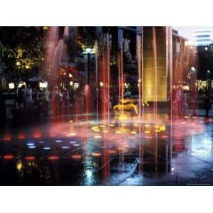 Illuminated Water Fountain, South Bank, Melbourne, Victoria, Australia 