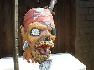   Zombie Pirate Head Latex Halloween Haunted House Prop Scary Decoration