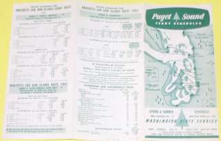 Puget Sound Ferry Schedules 1954 Seattle Area Nice SEE  