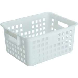  Plastic Basket   Single Medium Basket   White (White) (6H 