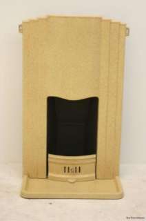 Art Deco 1920s Cream / Brown Enamel Cast Iron Fireplace   All Complete 