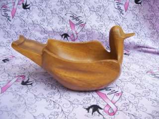 VINTAGE Chip Dip Bowls Set 2 Wooden Carved Ducks  