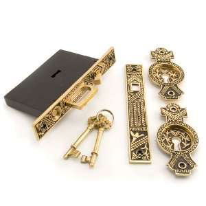  Oriental Pocket Door Mortise Lock   Privacy   Blackened 