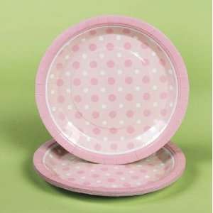 Pink Polka Dot Paper Dinner Plates (8PC) Toys & Games