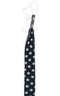 BLACK POLKA DOTS PATTERN SHOELACES LACES 140cm x 10mm  