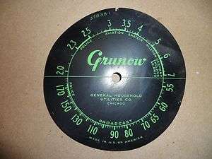 Original Vintage Radio Dial Face  Grunow 37838 1 AM/Shortwave 3.75 
