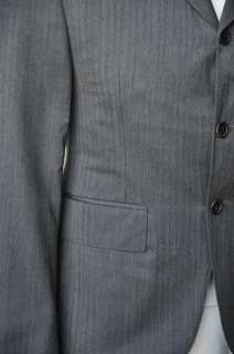 THOM BROWNE Grey 3 Button Herringbone Blazer Jacket 36  