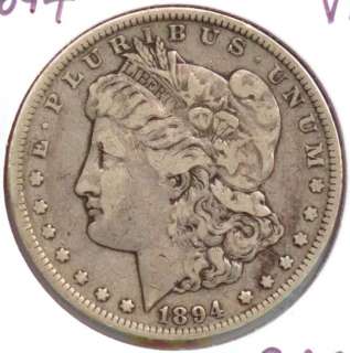 ORIGINAL UNCLEANED 1894 MORGAN SILVER DOLLAR GRADING VF  