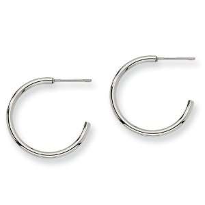    Stainless Steel 24mm Diameter J Hoop Post Earrings Jewelry