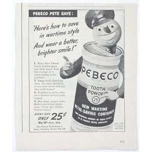  1944 Pebeco Pete Tooth Powder Print Ad (3057)