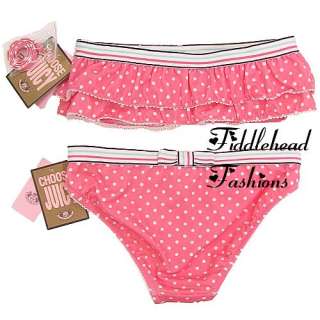 Juicy Couture Swimsuit Bikini DOLCE POLKA DOT Ruffle Bandeau Pink NWT 