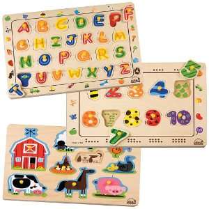  Kids Wooden Peg Puzzles 3 Pack Toys & Games