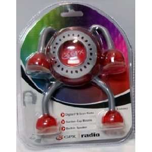  GPX R1605 Red FM Radio with Suction Cup Feet Electronics