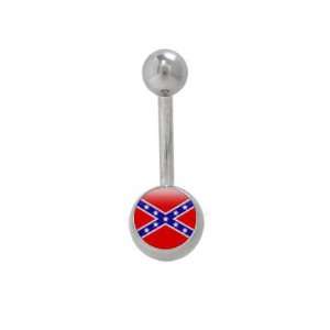  Confederate Flag Belly Button Ring Surgical Steel   PFR80 