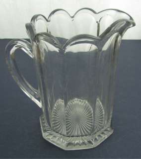 Antique EAPG Clear Glass Panel Beer Water Pitcher  