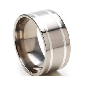   11mm Titanium Ring, Sterling Silver Inlay, Free Jewelry Sizing 4 17