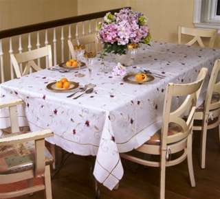   EMBROIDERY FLORAL ASCOTT DESIGN TABLECLOTH WHITE or IVORY ALL SIZES