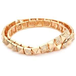   nOir Tapers and Spikes Rose Gold Pave Pyramid Wrap Bracelet Jewelry