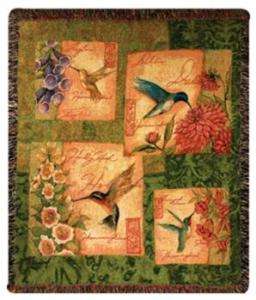 60x50 Hummingbird Bird Floral Tapestry Throw Blanket  