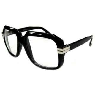  Run DMC Rapper Retro Large Clear Lens Eye Glasses Black 