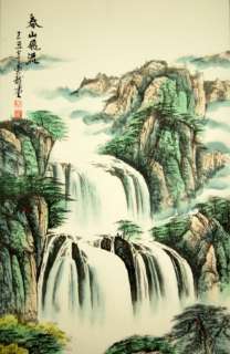 SCROLL ART WATERFALL Feng Shui Oriental Wall Decor Gift  